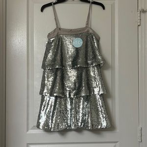 Tea & Cup Silver sequin mini dress